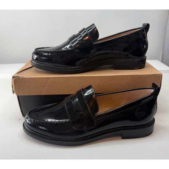 Kelsi Dagger Brooklyn Shoes - Kelsi Dagger Brooklyn Lenssb Patent Black Leather Penny Loafers Womens 9M NEW